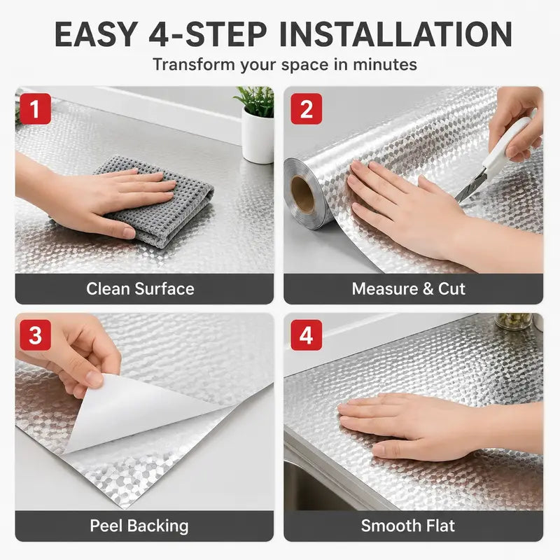 Premium Oil-Proof & Heat-Resistant Self-Adhesive Kitchen Foil Roll