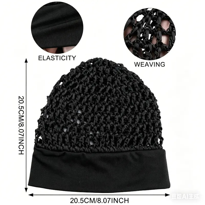 Stretchy Wide-Edge Mesh Crochet Sleeping Cap Bonnet