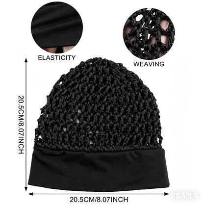 Stretchy Wide-Edge Mesh Crochet Sleeping Cap Bonnet