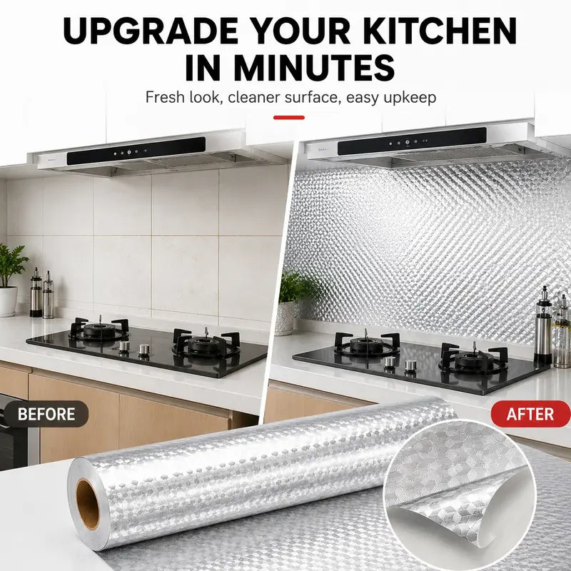 Premium Oil-Proof & Heat-Resistant Self-Adhesive Kitchen Foil Roll