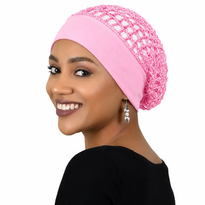 Stretchy Wide-Edge Mesh Crochet Sleeping Cap Bonnet