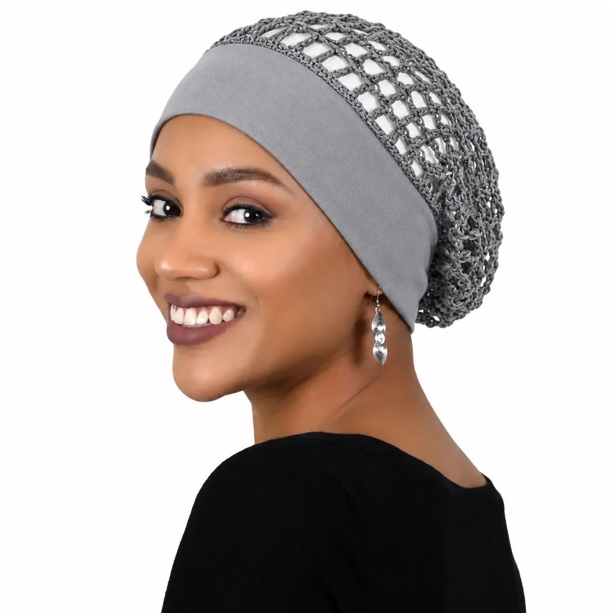 Stretchy Wide-Edge Mesh Crochet Sleeping Cap Bonnet