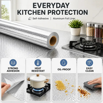 Premium Oil-Proof & Heat-Resistant Self-Adhesive Kitchen Foil Roll